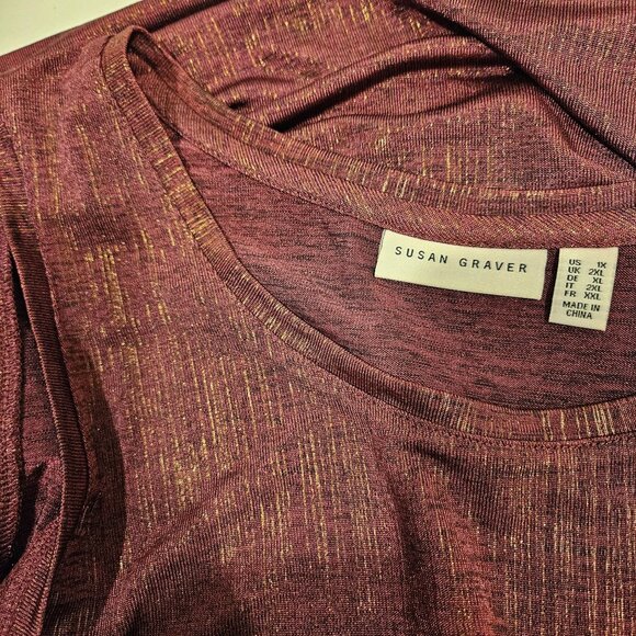 Susan Graver Cardigan tank set top Set Womens 1X Red Pocket Open Long Sleeve - Picture 12 of 14